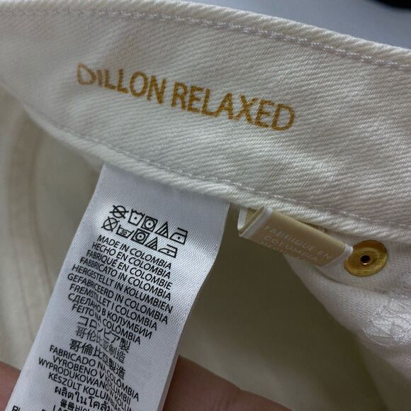 M Michael Kors Dillon Relaxed Ankle Jeans Women size 10 White Destressed Denim - Picture 11 of 14